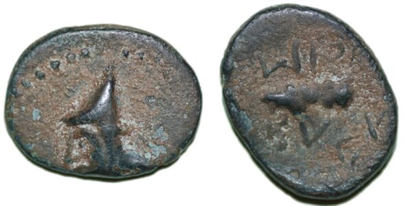 KINGS OF SOPHENE. Mithradates II Philopator, ca. 89 - after 85 BC, Bronze Dichalkon, Arkathiokerta (?)