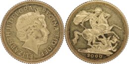 Great Britain Gold 1/2 Sovereign. 2000