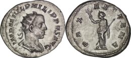 729 Roman Empire. Philip II. AD 247-249. AR Antoninianus. Rome mint. Struck AD 248. R/ PAX