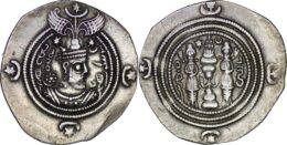SASANIAN EMPIRE. Khusrau II AD 590-628 . AR Drachm. WYHC Mint, Year 8
