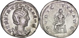 739 Roman Empire. Otacilia Severa (Augusta, 244-249). AR Antoninianus - Rome - R/ Pudicitia