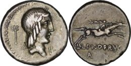 Roman Republic. L. Calpurnius Piso Frugi. 90 BC. AR Denarius. Rome mint.