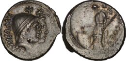 1108 Roman Republic. Mn. Cordius Rufus (46 BC) AR Denarius