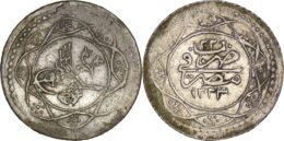 1130 Ottoman Empire. Mahmud II. 1 Qirsh Billon. AH1223 Year 22