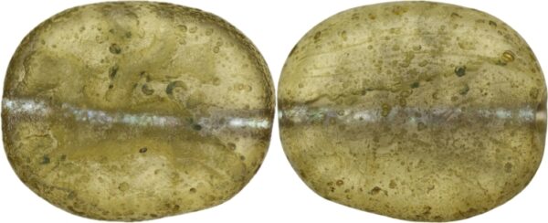Ancient yellow glass intaglio featuring a carved rider on horse motif, dated to the 1st-3rd century AD