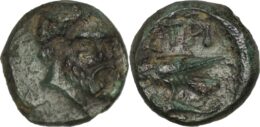 Moesia. Istros (Circa 280-200 BC) Æ 13. Bearded head of the river-god Istros