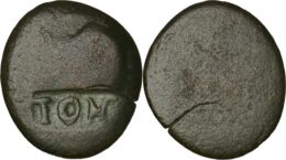 Moesia. Istros. Tomis.(1st-2nd century AD), Æ (2.65g/ 19mm). Overstruck on an uncertain type. Countermark: TOM