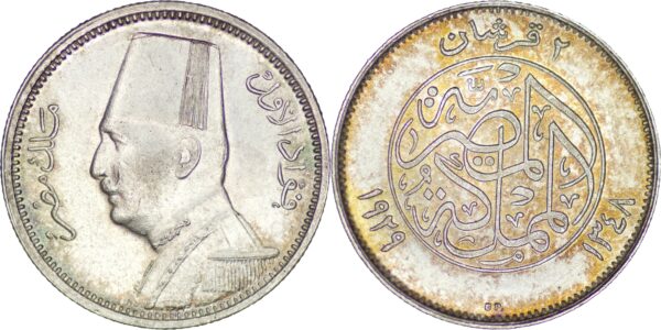 Egypt. Ahmed Fuad I (1922-1936). Silver 2 Piastres (Qirsh). 1929/ AH 1348