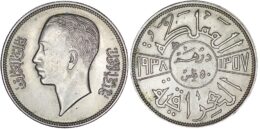Iraq. Ghazi I (1933-1939). Silver 50 Fils/ 1 Dirham. 1938/ AH 1357