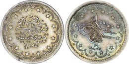 1677 Ottoman Empire. Abdulmejid I (1839-1861). AR 5 Kurush. Constantinople. 1255// 16