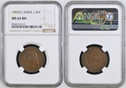1722 British-India. Edward VII (1901-1910). 1/4 Anna. 1903 C