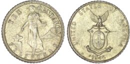 Philippines . Silver 10 Centavos. 1945 D