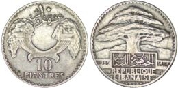 Lebanon. Silver 10 Piastres. 1929