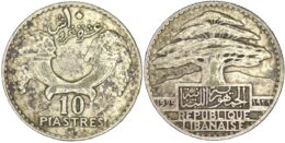 Lebanon. Silver 10 Piastres. 1929