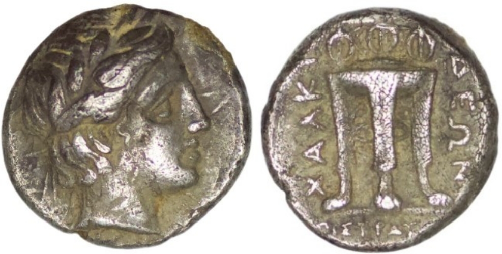Macedon. Chalkidian League . (Circa 398-352 BC). AR Diobol