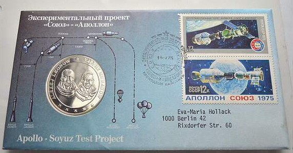 Silver medal. 1975 Apollo – Soyuz Test Project. 999 silver