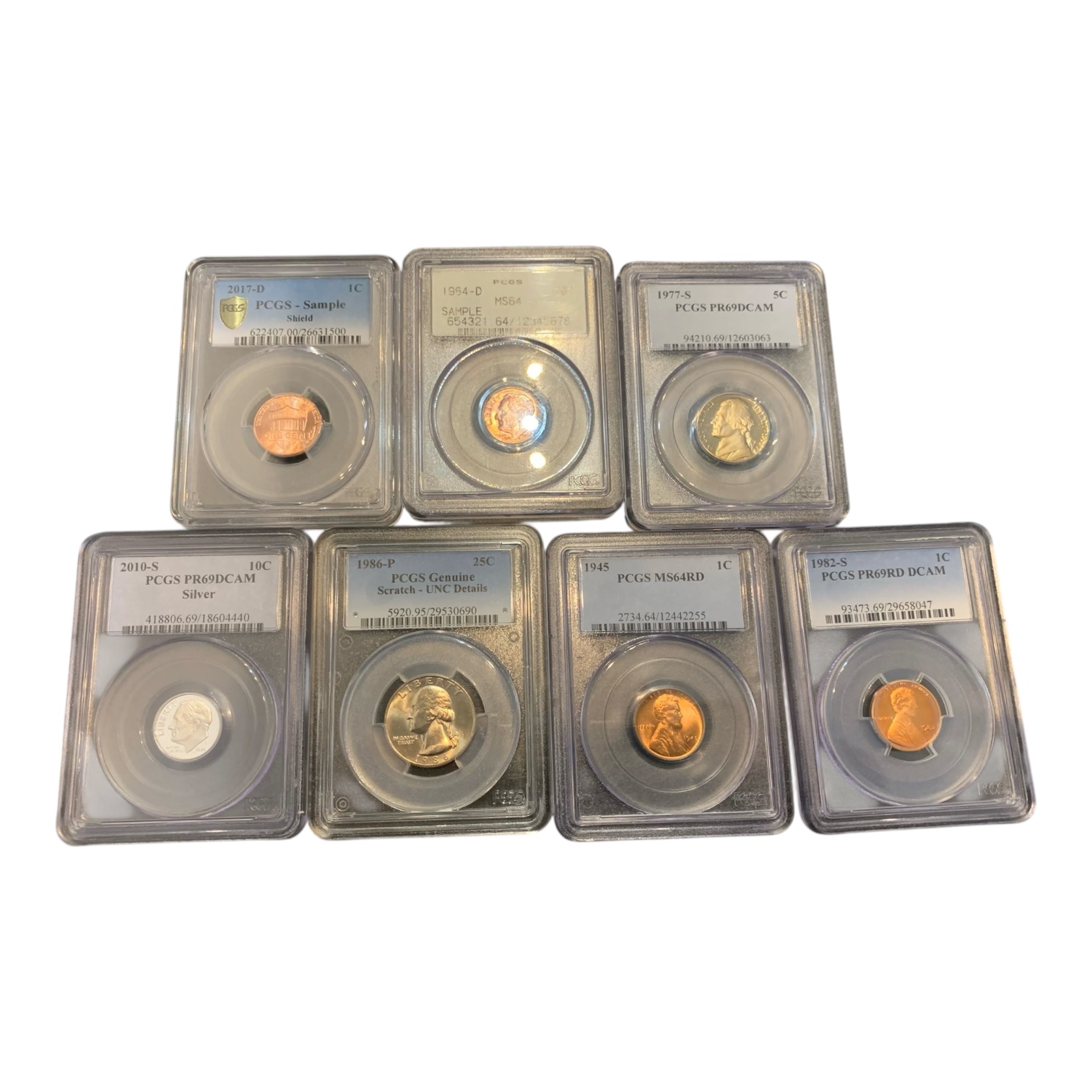 USA. Lot of 7 PCGS Slabbed Coins