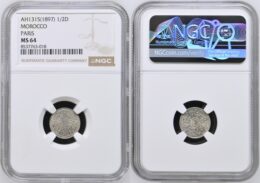 Morocco. Abdelaziz (1894-1908). AR 1/2 Dirham. Paris mint. AH 1315 (1897)