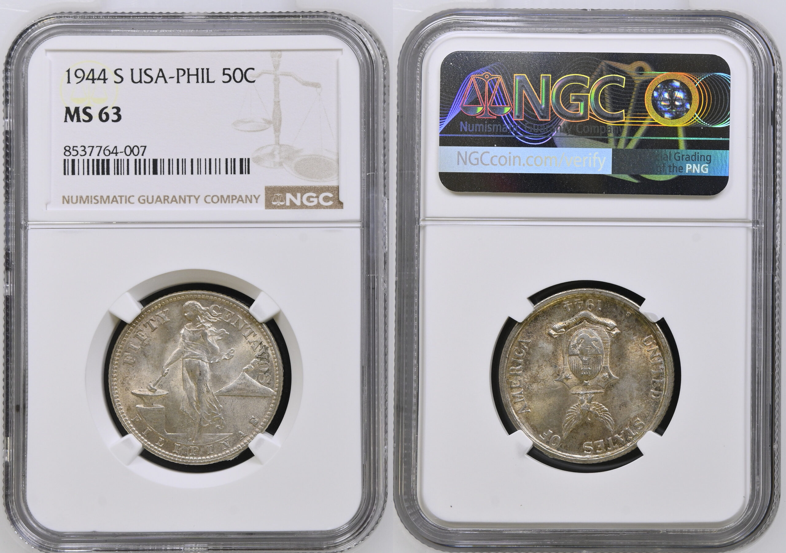 US-Philippines . Silver 50 Cents. 1944 S