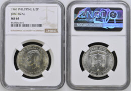 US-Philippines . Silver 1/2 Peso. Jose Rizal. 1961