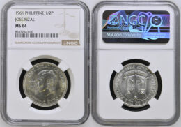 001-65.jpg US-Philippines . Silver 1/2 Peso. Jose Rizal. 1961