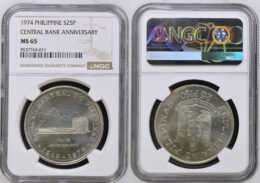 US-Philippines. Silver 25 Piso. Central Bank Anniversary. 1974