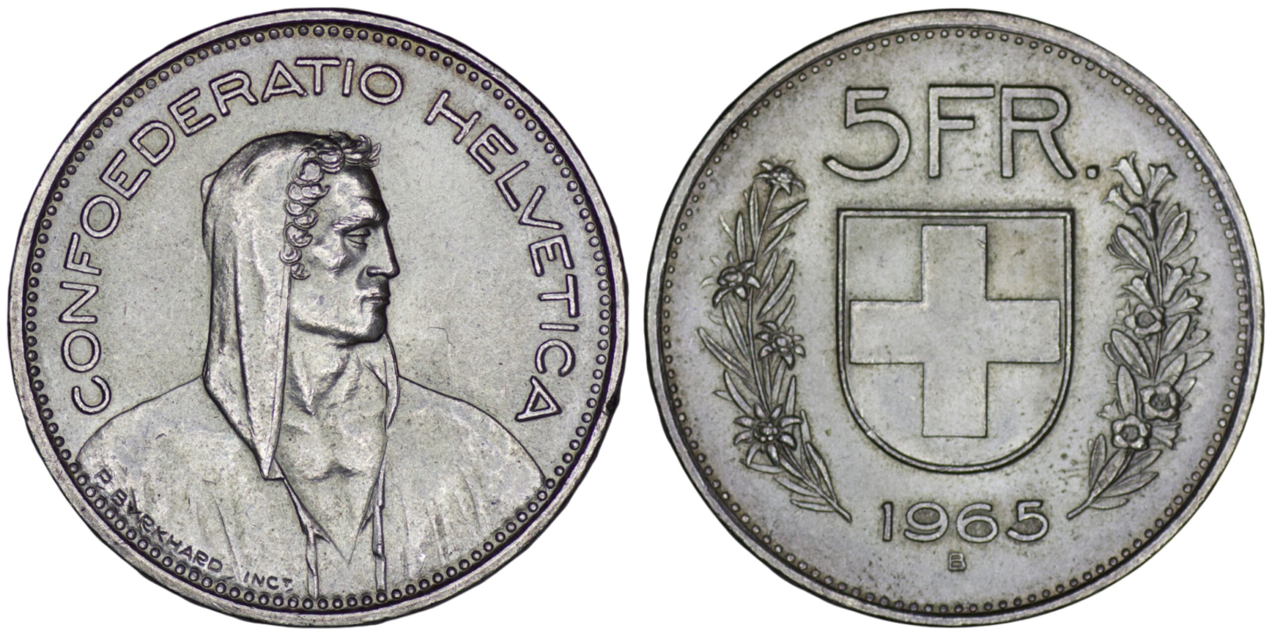 Switzerland. Silver 5 Francs. 1965 B