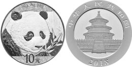 China. 10 Yuan. 2018. Silver Panda