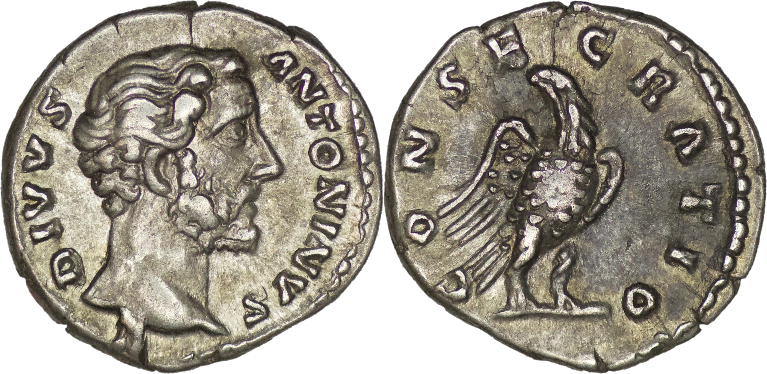 Roman Imperial. Antoninus Pius (AD 138-161). AR Denarius. Rome. Consecration issue