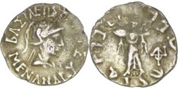 Indo-Greek Kingdom. Menander I Soter (155-130 BC). AR Drachm