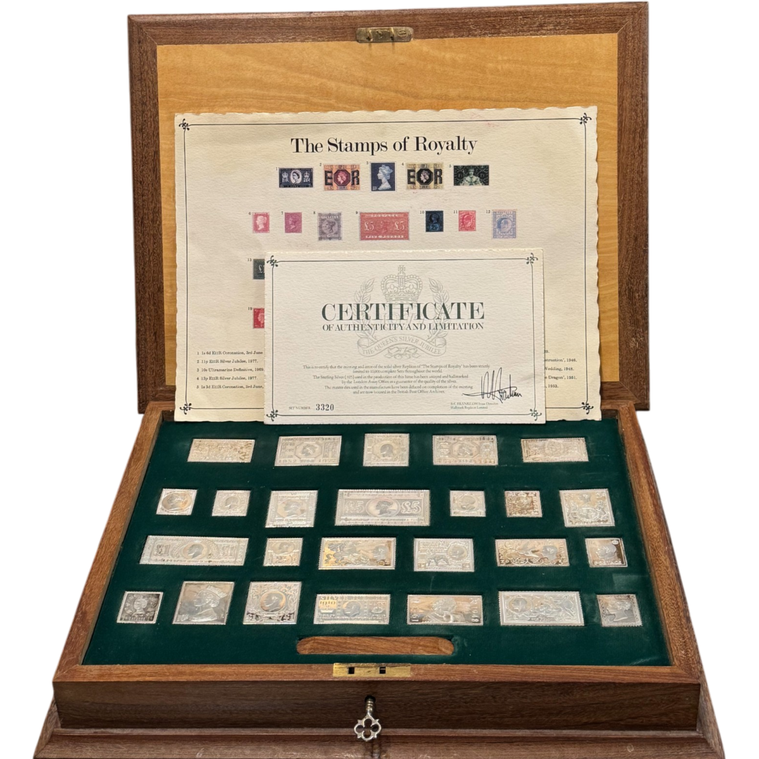 1977 Stamps of Royalty 25 Silver Proof Ingot Coin Set. 447.7g pure silver