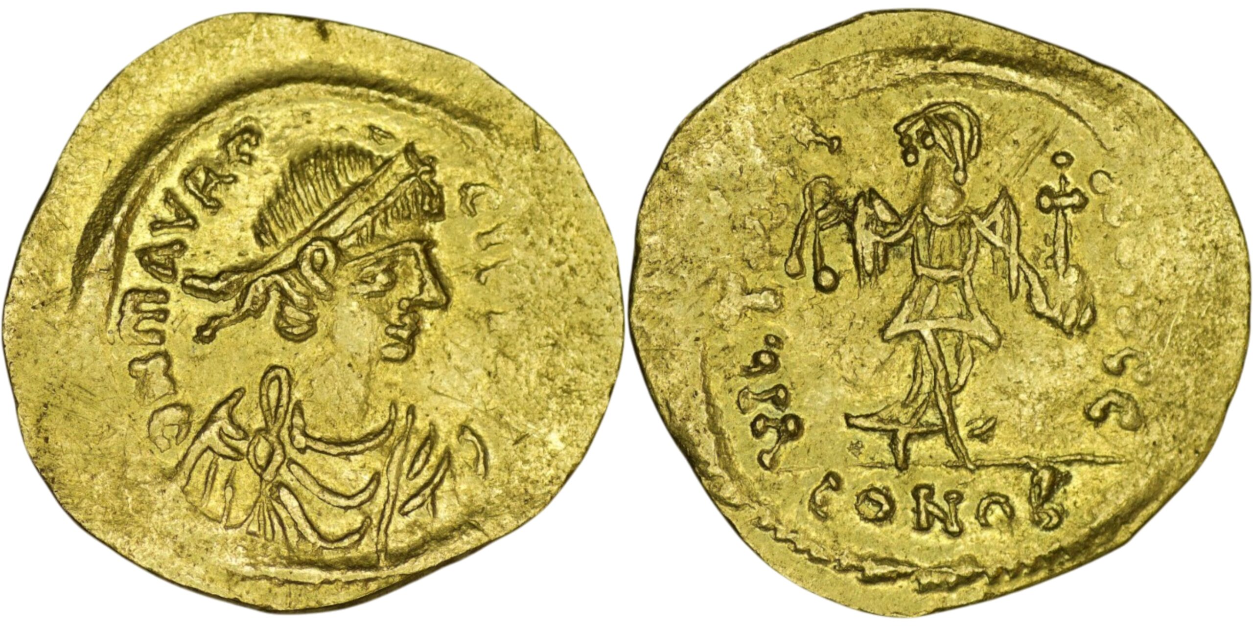 Byzantine Empire. Maurice Tiberius (582-602). AV Semissis. Constantinopole