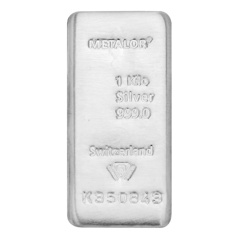 Metalor 1kg Cast Silver Bullion Bar