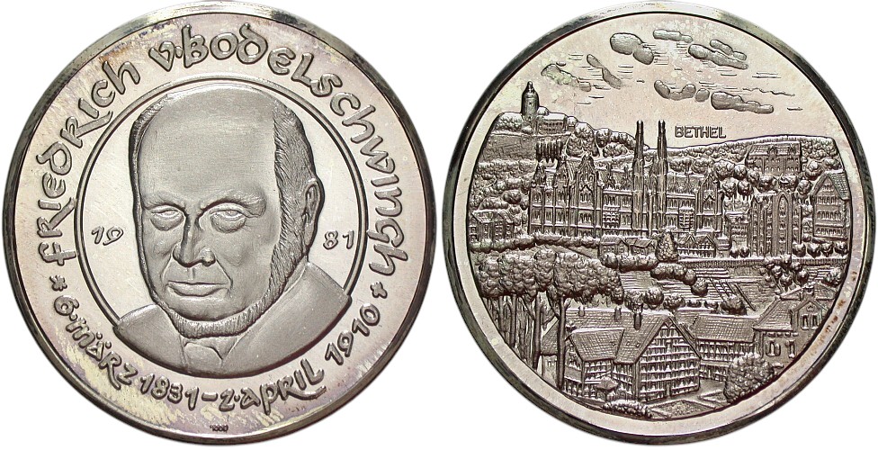 2530 Silver Meda. Bielefeld Medals 1981 150th Birthday of Fr. V. Bodelschwingh