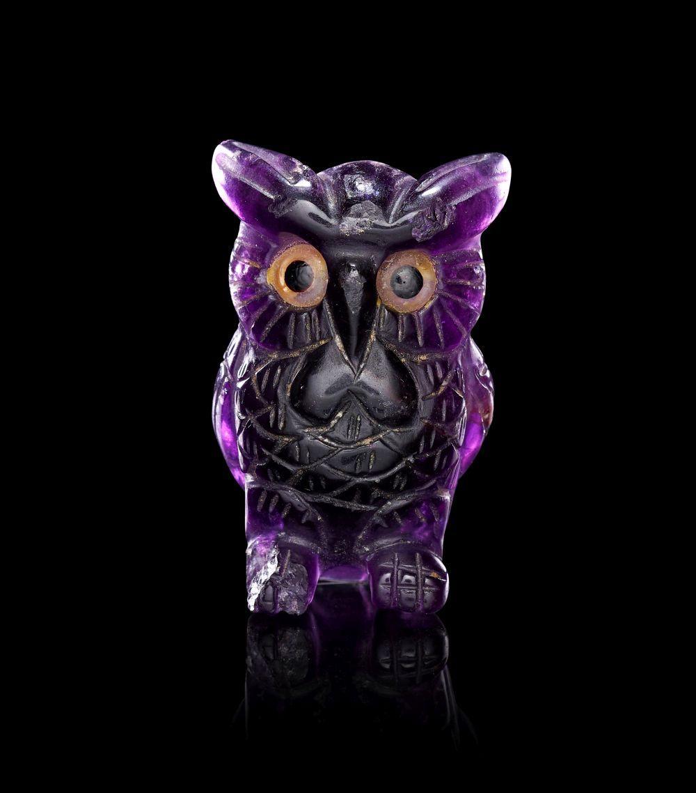 2536-1 A greek/eastern mediterranean amethyst owl, circa 4th–3rd century b.c.