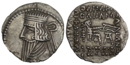 2568 Parthian Empire. Pacorus I (AD 78-120). AR Drachm. Ekbatana. Overstruck