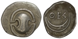 Boeotia. Thespiai. (Circa 375 BC). AR Obol