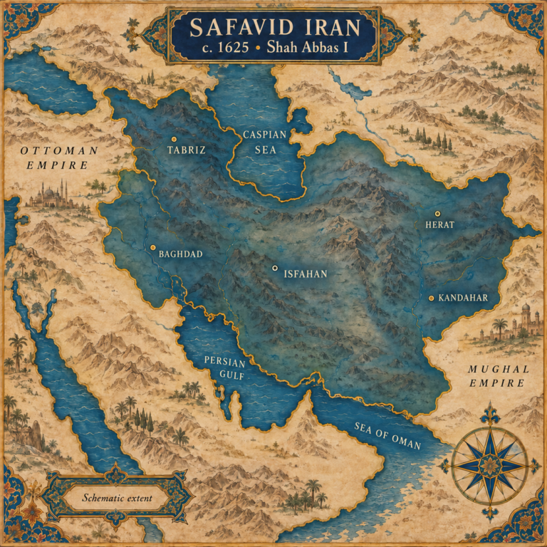 map of safavid empire in time of shah abbas I the great