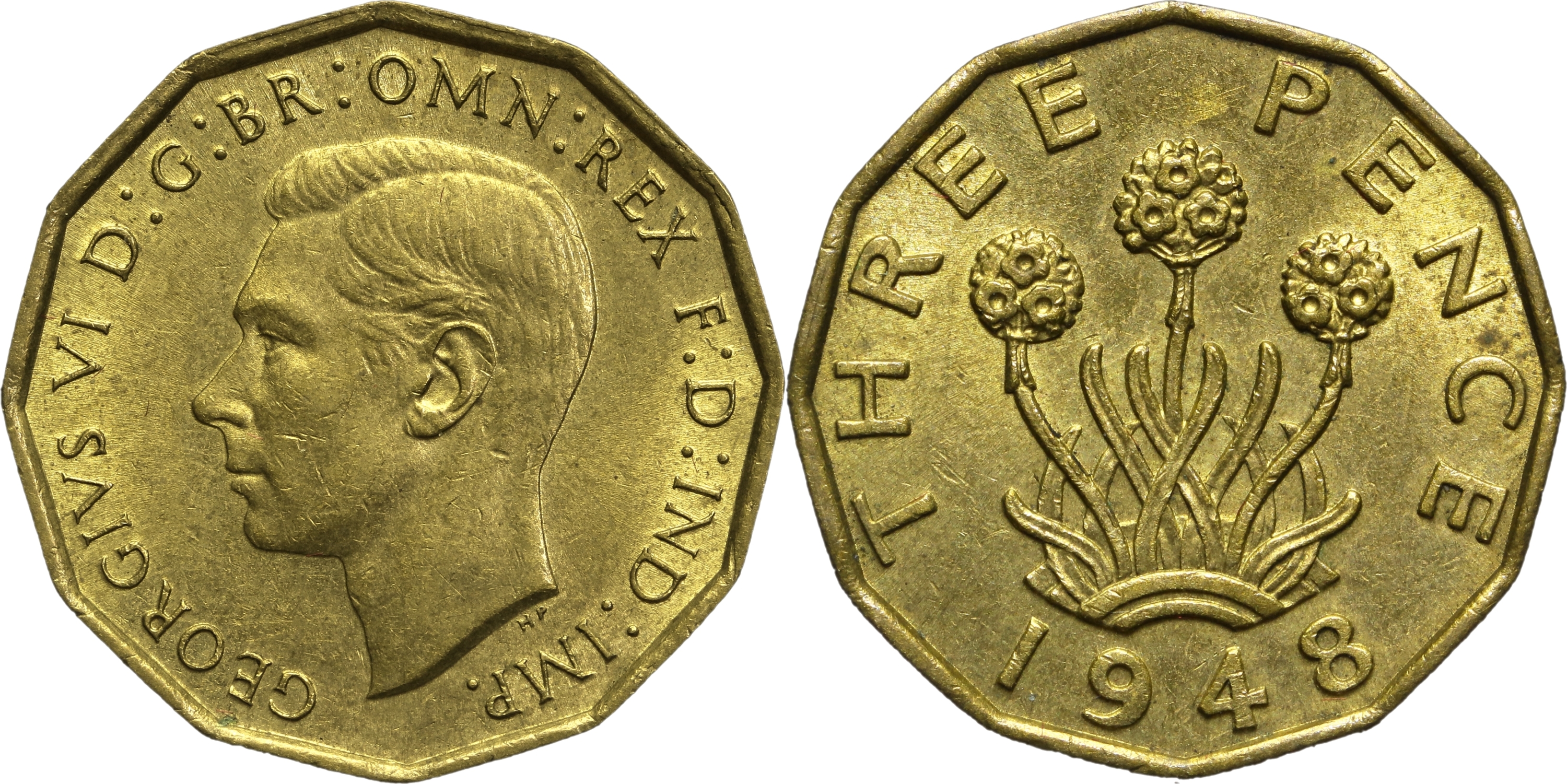 United Kingdom. George VI 3 Pence. 1948