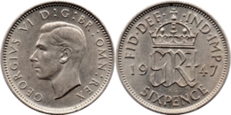 United Kingdom. George VI 6 Pence. 1947