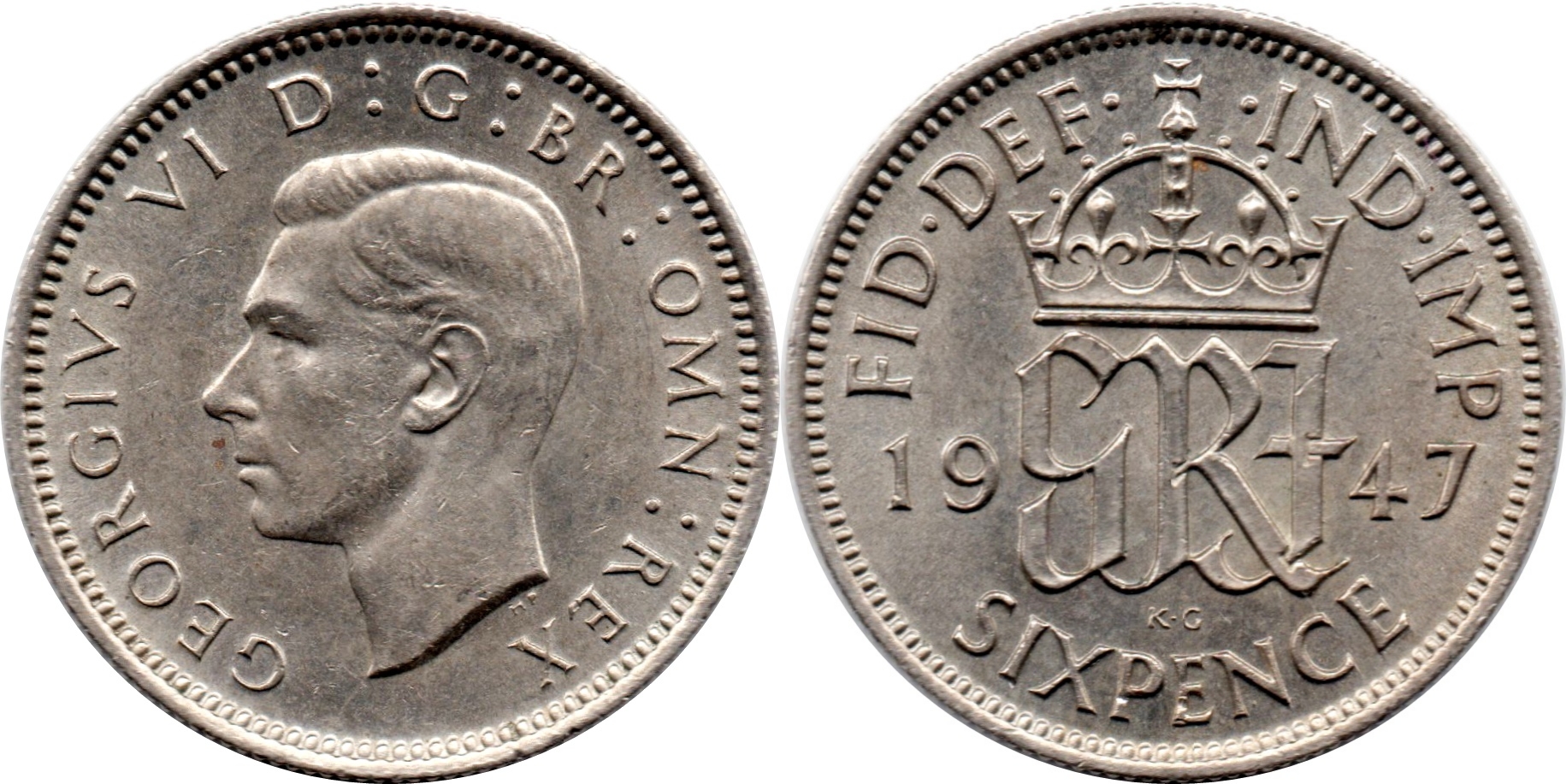 United Kingdom. George VI 6 Pence. 1947