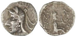 2664 Parthian Empire. Phriapatios to Mithradates I (Circa 185-132 BC). AR Obol. Nisa