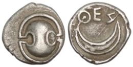 Boeotia. Thespiai. (Circa 375 BC). AR Obol