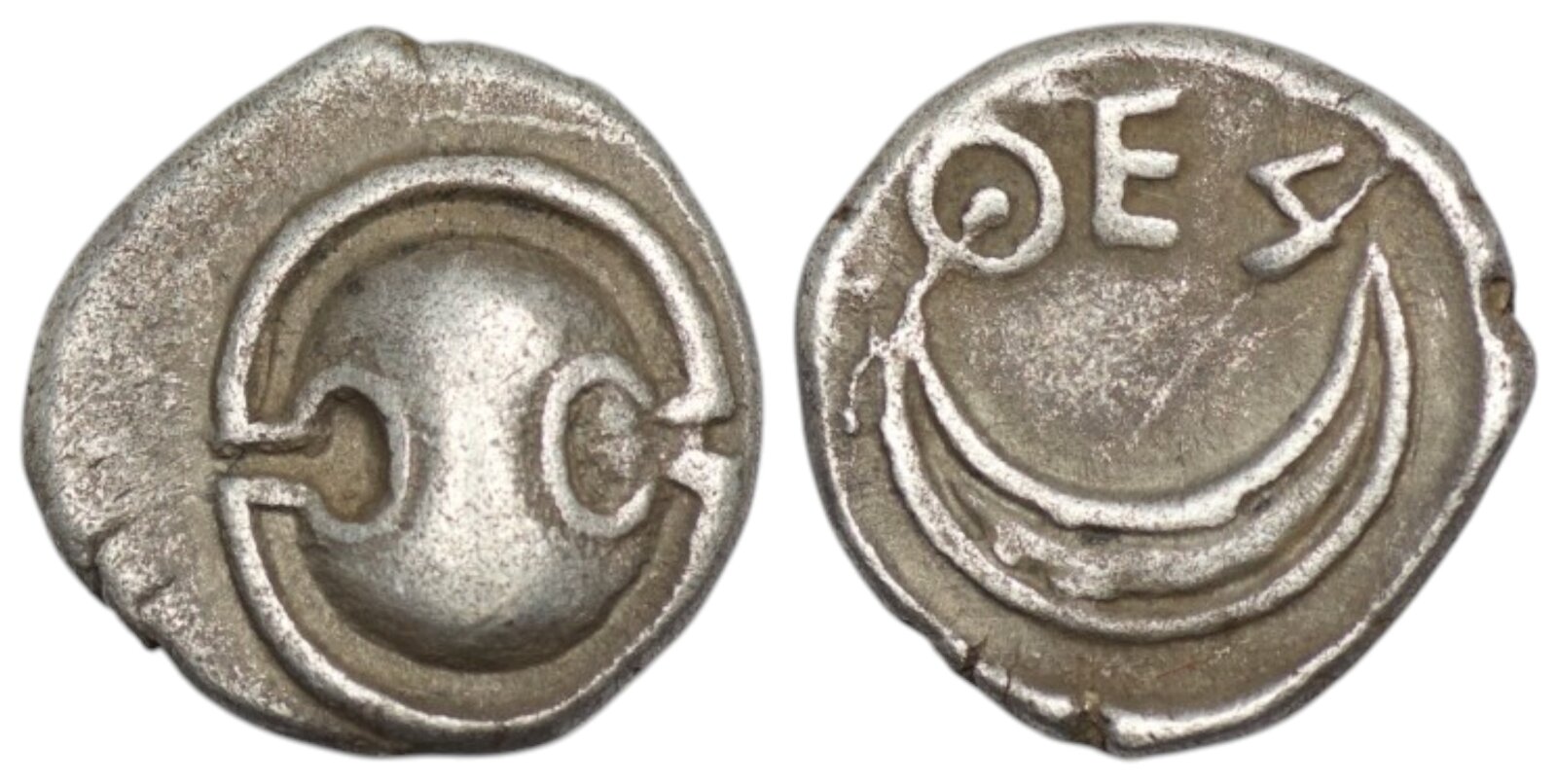 2670 Boeotia. Thespiai. (Circa 375 BC). AR Obol